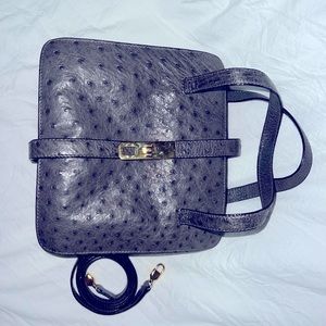 Vintage Italian Ostrich Leather Grey Bag